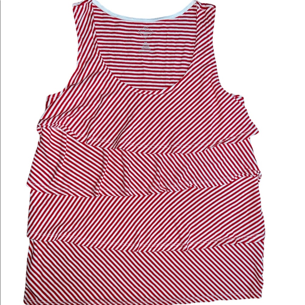 Nautical Women PS Red White Diagonal Stripe Sleeveless Layered Top St Johns Bay